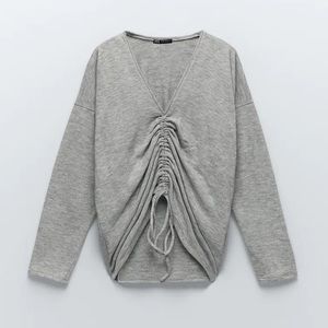 NWT Zara Ruched Front Soft Sweater in Black